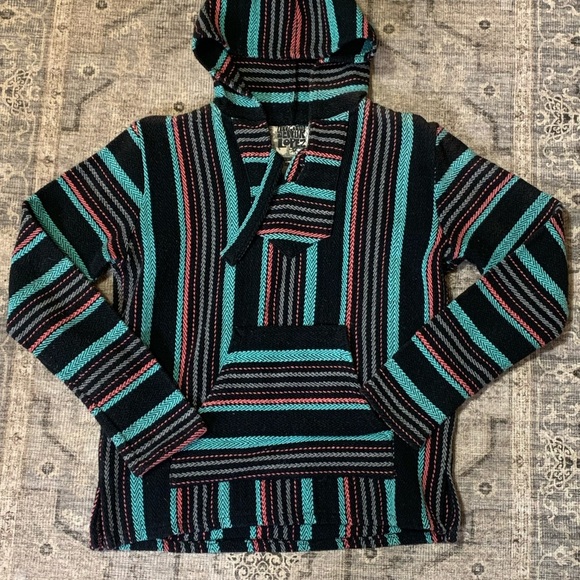 Striped Original Senior Lopez Baja Beach Hoodie Size Small Surfer Beach Mexican - Picture 2 of 11